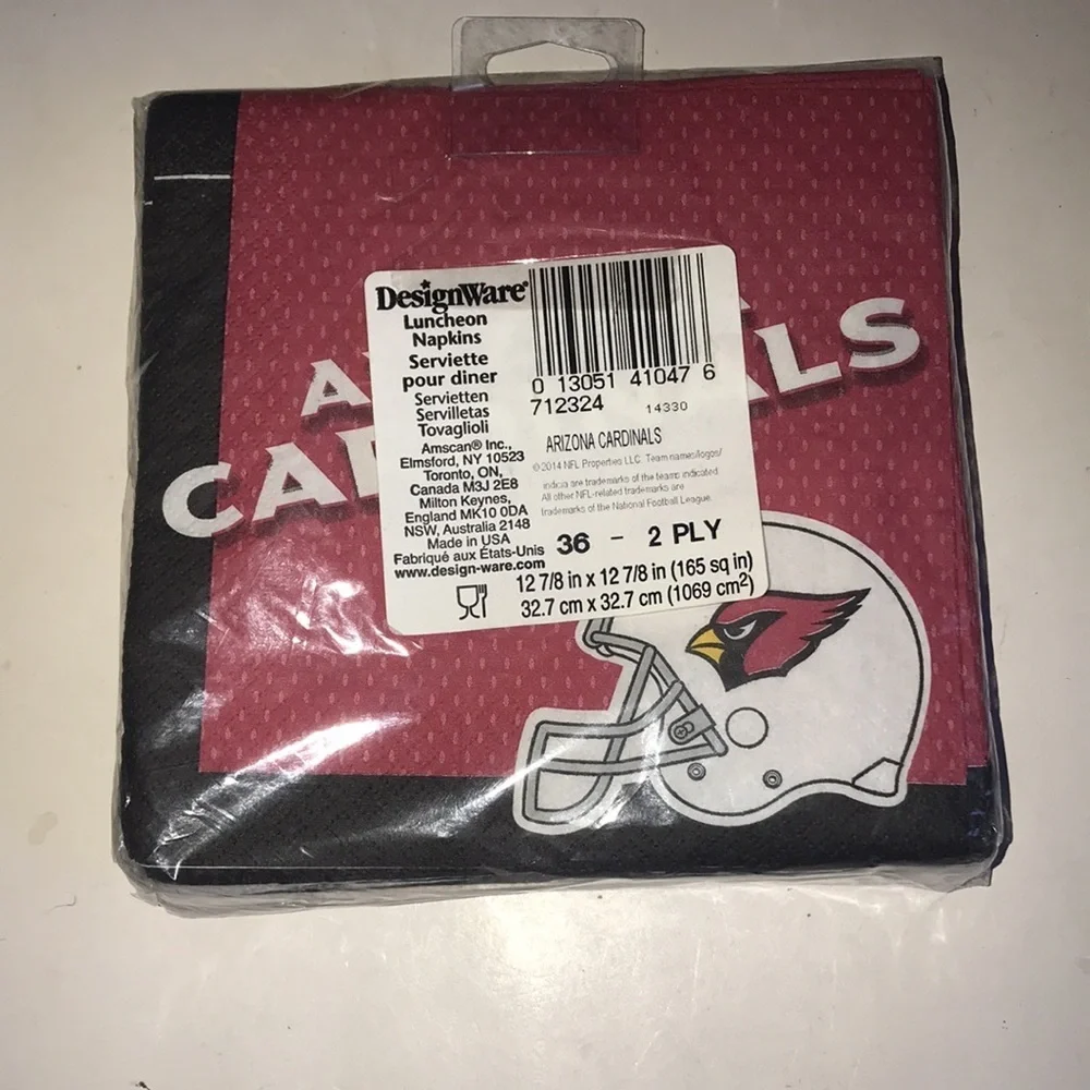 NIP NFL Set/36 Cardinals Paper Napkins